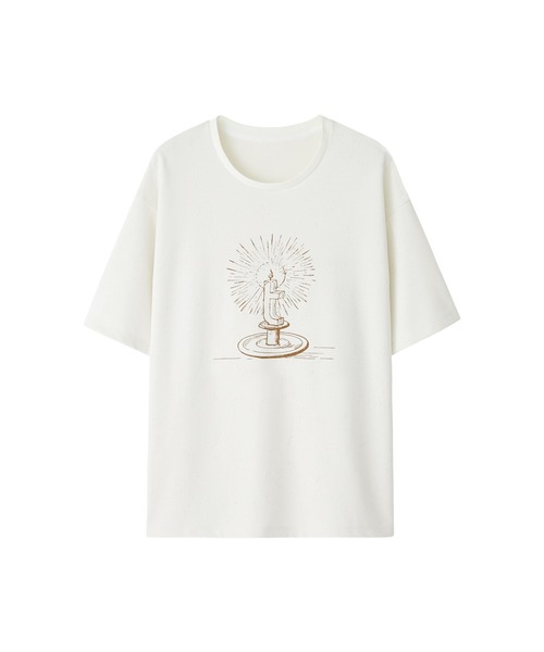 tageechita（タジチタ）の「【tageechita】ハンドドローイングキャンドルTシャツ（Tシャツ/カットソー・レディース・ベージュ/オフホワイト・S/M/L）」の11枚目の写真
