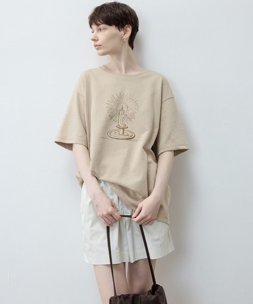 tageechita（タジチタ）の「【tageechita】ハンドドローイングキャンドルTシャツ（Tシャツ/カットソー・レディース・ベージュ/オフホワイト・S/M/L）」の13枚目の写真