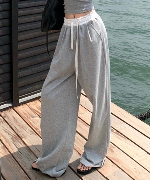 FREE STYLISTS(フリー スタイリスト)の「YUGA_YGMC ダブルウエスト イージーワイドレングスパンツ(スウェットパンツ・レディース・ブラック/グレー・FREE)」の14枚目の写真