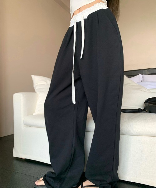 FREE STYLISTS(フリー スタイリスト)の「YUGA_YGMC ダブルウエスト イージーワイドレングスパンツ(スウェットパンツ・レディース・ブラック/グレー・FREE)」の20枚目の写真