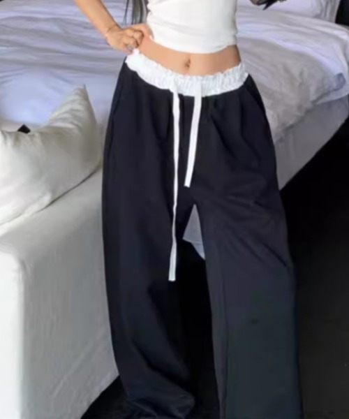 FREE STYLISTS(フリー スタイリスト)の「YUGA_YGMC ダブルウエスト イージーワイドレングスパンツ(スウェットパンツ・レディース・ブラック/グレー・FREE)」の21枚目の写真