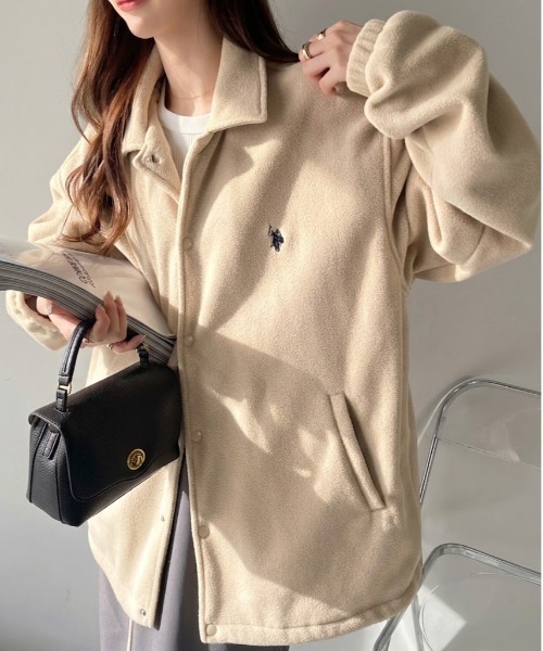 U.S. POLO ASSN.(ユーエスポロアッスン)の「U.S. POLO ASSN. フリース素材 コーチジャケット(ブルゾン・レディース・グレー/ベージュ/ネイビー/ブラック・M/L)」の4枚目の写真