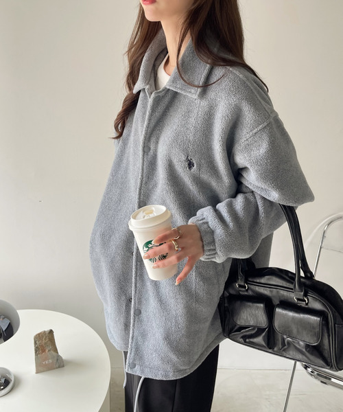 U.S. POLO ASSN.(ユーエスポロアッスン)の「U.S. POLO ASSN. フリース素材 コーチジャケット(ブルゾン・レディース・グレー/ベージュ/ネイビー/ブラック・M/L)」の9枚目の写真