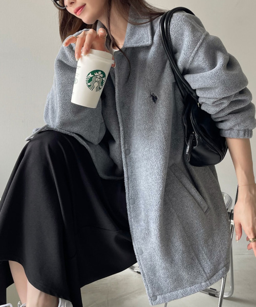 U.S. POLO ASSN.(ユーエスポロアッスン)の「U.S. POLO ASSN. フリース素材 コーチジャケット(ブルゾン・レディース・グレー/ベージュ/ネイビー/ブラック・M/L)」の6枚目の写真