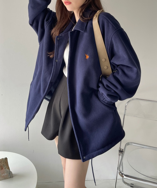 U.S. POLO ASSN.(ユーエスポロアッスン)の「U.S. POLO ASSN. フリース素材 コーチジャケット(ブルゾン・レディース・グレー/ベージュ/ネイビー/ブラック・M/L)」の14枚目の写真