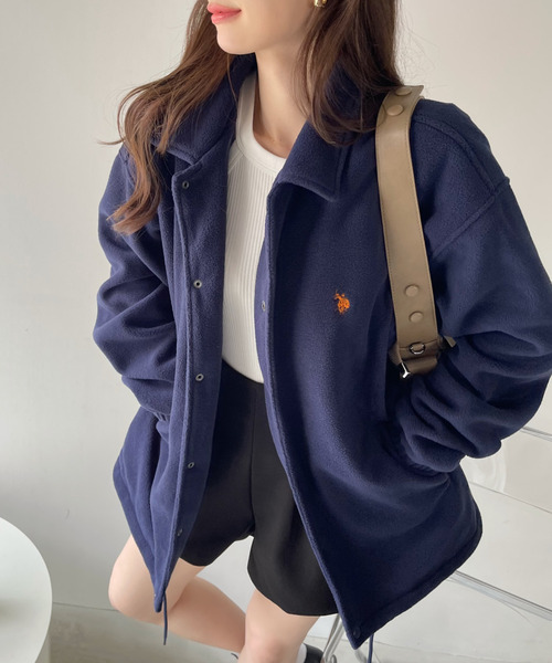 U.S. POLO ASSN.(ユーエスポロアッスン)の「U.S. POLO ASSN. フリース素材 コーチジャケット(ブルゾン・レディース・グレー/ベージュ/ネイビー/ブラック・M/L)」の13枚目の写真