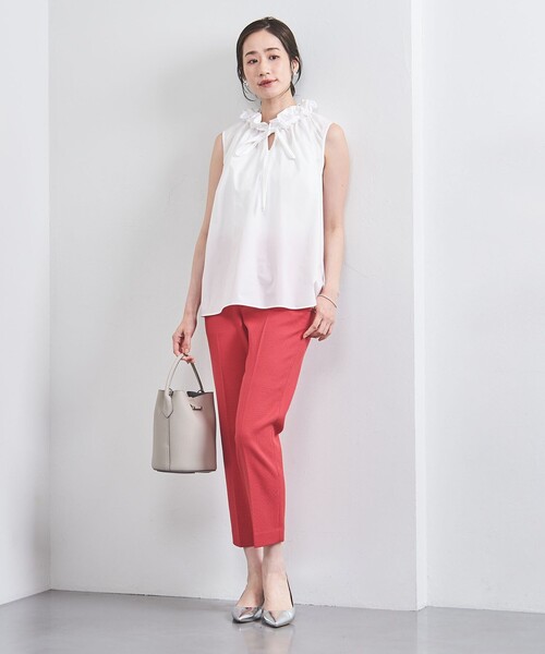 UNITED ARROWS（ユナイテッドアローズ）の「オーガンジーフリル ノースリーブブラウス（シャツ/ブラウス・レディース・ネイビー/オフホワイト/その他1・FREE）」の7枚目の写真