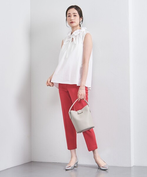 UNITED ARROWS（ユナイテッドアローズ）の「オーガンジーフリル ノースリーブブラウス（シャツ/ブラウス・レディース・ネイビー/オフホワイト/その他1・FREE）」の8枚目の写真