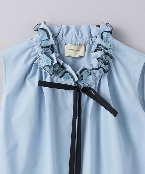 UNITED ARROWS ネイビー フリル ノースリーブ UNITED ARROWS（ユナイテッドアローズ）の「オーガンジーフリル