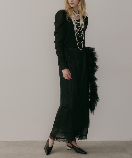 【セール】タックパフスリーブチュールTOPS（シャツ/ブラウス）｜LA BELLE ETUDE（ラベルエチュード）