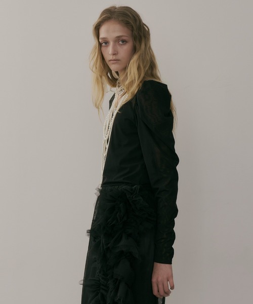 【セール】タックパフスリーブチュールTOPS（シャツ/ブラウス）｜LA BELLE ETUDE（ラベルエチュード）