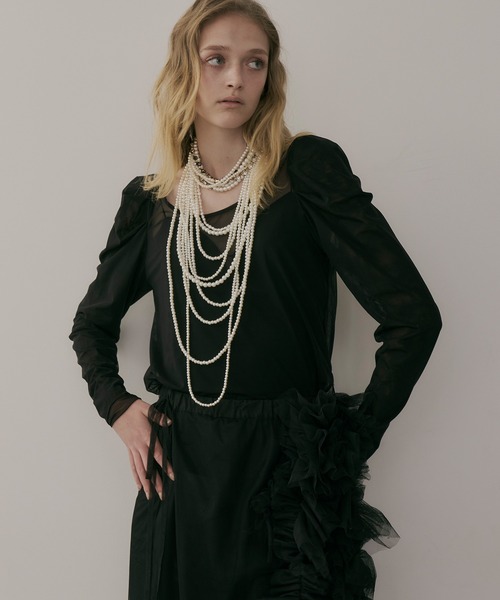 【セール】タックパフスリーブチュールTOPS（シャツ/ブラウス）｜LA BELLE ETUDE（ラベルエチュード）