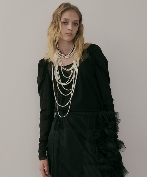 【セール】タックパフスリーブチュールTOPS（シャツ/ブラウス）｜LA BELLE ETUDE（ラベルエチュード）