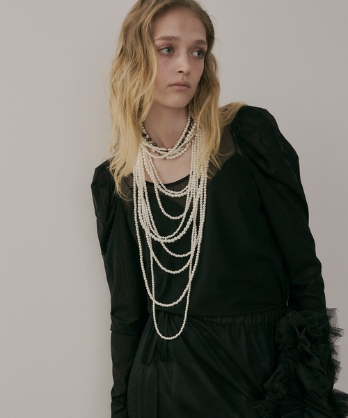 【セール】タックパフスリーブチュールTOPS（シャツ/ブラウス）｜LA BELLE ETUDE（ラベルエチュード）