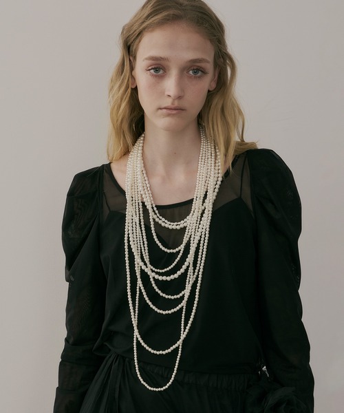 【セール】タックパフスリーブチュールTOPS（シャツ/ブラウス）｜LA BELLE ETUDE（ラベルエチュード）