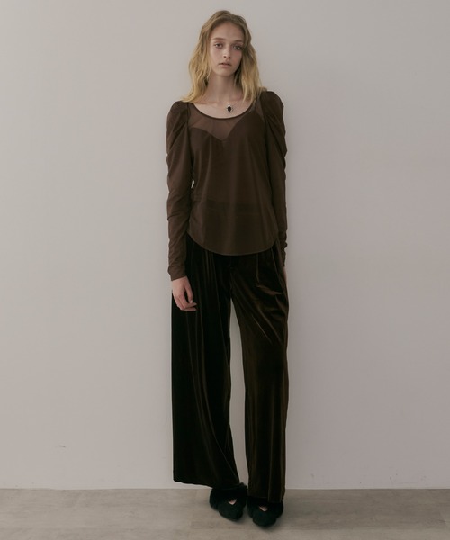 【セール】タックパフスリーブチュールTOPS（シャツ/ブラウス）｜LA BELLE ETUDE（ラベルエチュード）