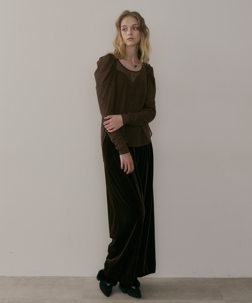 【セール】タックパフスリーブチュールTOPS（シャツ/ブラウス）｜LA BELLE ETUDE（ラベルエチュード）