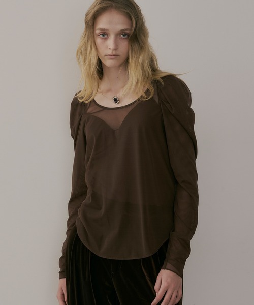 【セール】タックパフスリーブチュールTOPS（シャツ/ブラウス）｜LA BELLE ETUDE（ラベルエチュード）