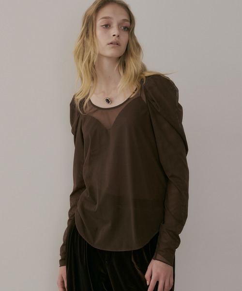 【セール】タックパフスリーブチュールTOPS（シャツ/ブラウス）｜LA BELLE ETUDE（ラベルエチュード）