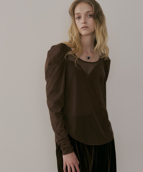 【セール】タックパフスリーブチュールTOPS（シャツ/ブラウス）｜LA BELLE ETUDE（ラベルエチュード）