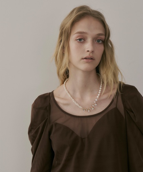 【セール】タックパフスリーブチュールTOPS（シャツ/ブラウス）｜LA BELLE ETUDE（ラベルエチュード）