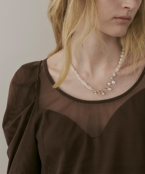 【セール】タックパフスリーブチュールTOPS（シャツ/ブラウス）｜LA BELLE ETUDE（ラベルエチュード）