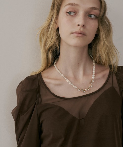 【セール】タックパフスリーブチュールTOPS（シャツ/ブラウス）｜LA BELLE ETUDE（ラベルエチュード）