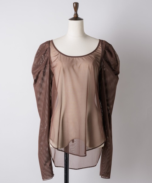 【セール】タックパフスリーブチュールTOPS（シャツ/ブラウス）｜LA BELLE ETUDE（ラベルエチュード）