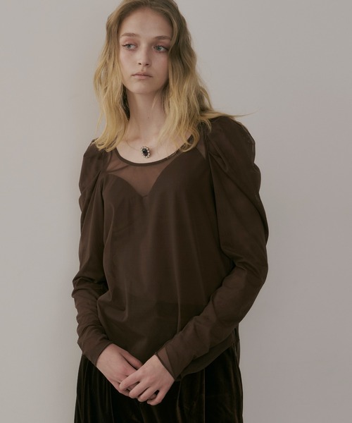 【セール】タックパフスリーブチュールTOPS（シャツ/ブラウス）｜LA BELLE ETUDE（ラベルエチュード）