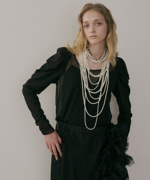 【セール】タックパフスリーブチュールTOPS（シャツ/ブラウス）｜LA BELLE ETUDE（ラベルエチュード）