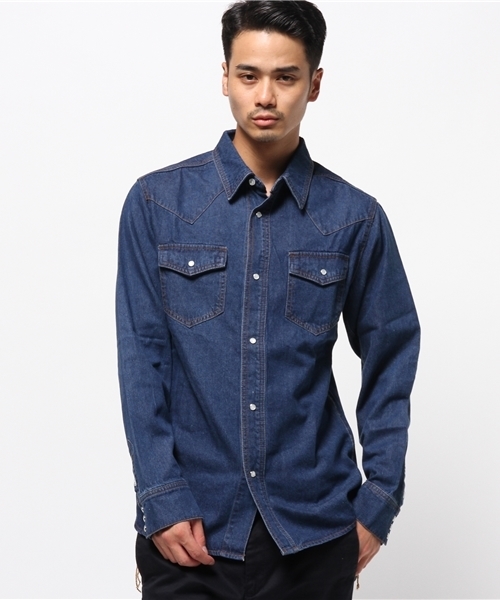 CIAOPANIC（チャオパニック）の「【Ciaopanic】　デニムレギュラーカラーSH（シャツ/ブラウス・メンズ・インディゴブルー/ブルー・LARGE/MEDIUM）」の2枚目の写真