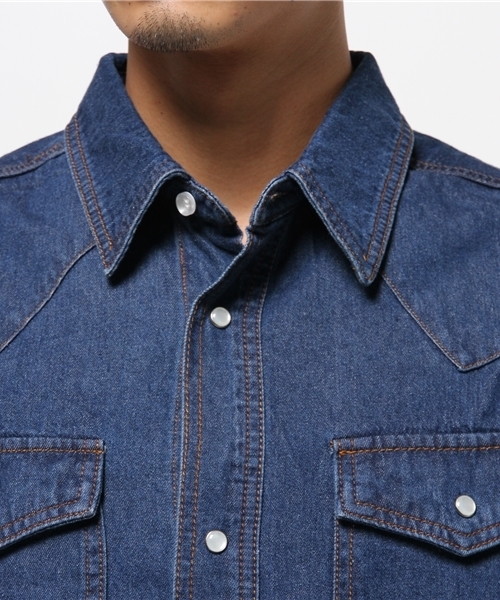 CIAOPANIC（チャオパニック）の「【Ciaopanic】　デニムレギュラーカラーSH（シャツ/ブラウス・メンズ・インディゴブルー/ブルー・LARGE/MEDIUM）」の6枚目の写真