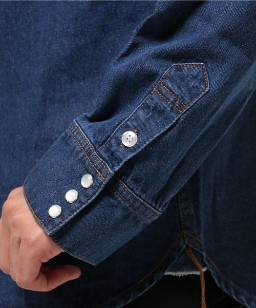 CIAOPANIC（チャオパニック）の「【Ciaopanic】　デニムレギュラーカラーSH（シャツ/ブラウス・メンズ・インディゴブルー/ブルー・LARGE/MEDIUM）」の7枚目の写真