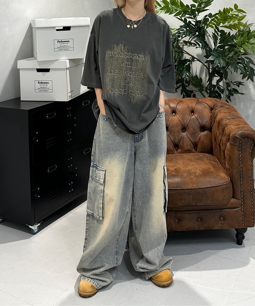 sedacle（セダクル）の「ピグメントロゴT（Tシャツ/カットソー・メンズ・チャコールグレー/ブラウン・SMALL/MEDIUM/LARGE）」の7枚目の写真
