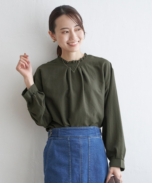 ikka（イッカ）の「【雑誌InRed web10月号掲載】襟フリル2WAYブラウス（シャツ/ブラウス・レディース・ダークグリーン/チャコールグレー/その他1/マジェンタ/オフホワイト・M/L/S）」の9枚目の写真