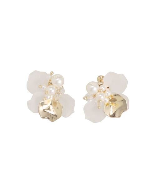 MERCURYDUO(マーキュリーデュオ)の「ビジューパールサイドフラワーイヤリング(ピアス(両耳用)・レディース・シルバー/ゴールド・FREE)」の3枚目の写真