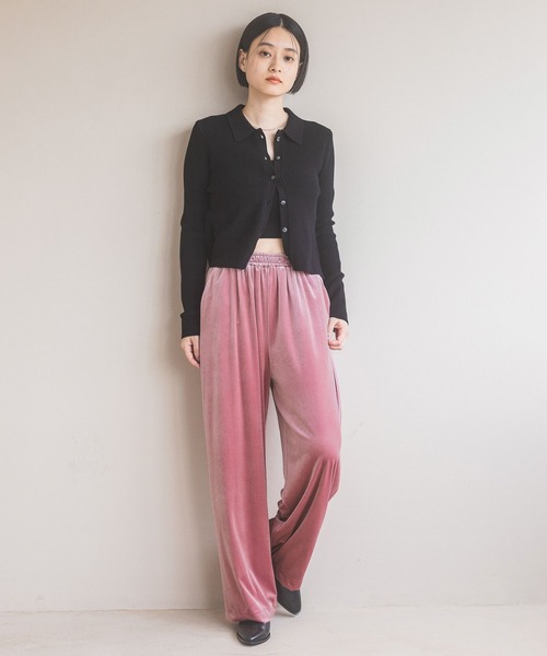 A part by（アパートバイ）の「ベロアイージーパンツ（その他パンツ・レディース・ブラック/ピンク系その他2・FREE）」の3枚目の写真