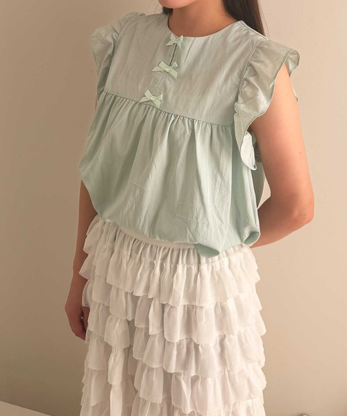 frunco(フランコ)の「【ZOZO限定】フロントリボンAラインブラウス(シャツ/ブラウス・レディース・ホワイト/ピンク/グリーン/アイボリー・FREE)」の3枚目の写真