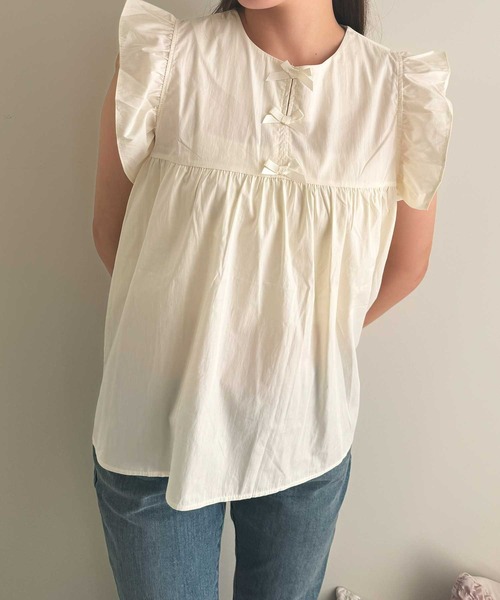 frunco(フランコ)の「【ZOZO限定】フロントリボンAラインブラウス(シャツ/ブラウス・レディース・ホワイト/ピンク/グリーン/アイボリー・FREE)」の2枚目の写真