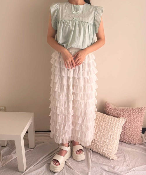 frunco(フランコ)の「【ZOZO限定】フロントリボンAラインブラウス(シャツ/ブラウス・レディース・ホワイト/ピンク/グリーン/アイボリー・FREE)」の6枚目の写真
