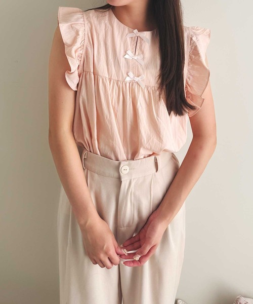 frunco(フランコ)の「【ZOZO限定】フロントリボンAラインブラウス(シャツ/ブラウス・レディース・ホワイト/ピンク/グリーン/アイボリー・FREE)」の5枚目の写真