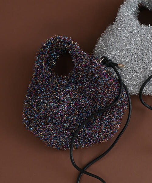 N.（N. Natural Beauty Basic）（エヌエヌナチュラルビューティーベーシック）の「◆ラメニットショルダーバッグ（トートバッグ・レディース・ブラックミックス/シルバー・ﾌﾘ-）」の3枚目の写真