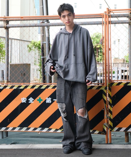 WEGO（ウィゴー）の「WEGO/アシッドウォッシュバルーンパーカー（パーカー・メンズ・ブルー系その他/ベージュ系その他/ブラック系その他/グレー系その他・LARGE/MEDIUM）」の7枚目の写真