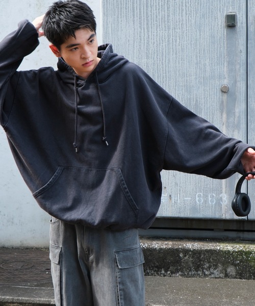 WEGO（ウィゴー）の「WEGO/アシッドウォッシュバルーンパーカー（パーカー・メンズ・ブルー系その他/ベージュ系その他/ブラック系その他/グレー系その他・LARGE/MEDIUM）」の18枚目の写真