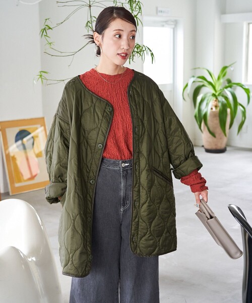 FREAK'S STORE（フリークスストア）の「限定展開　M65 キルトライナー（キルティングコート・ライナー）（ミリタリージャケット・レディース・オリーブ/ブラック/オフホワイト/ベージュ・ﾌﾘ-）」の7枚目の写真