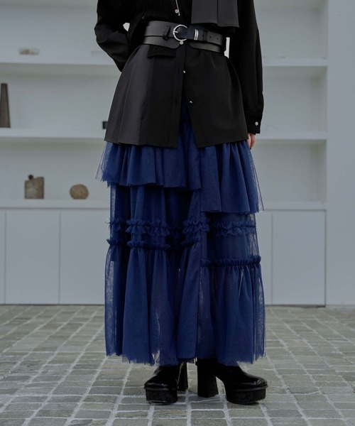 HARE(ハレ)の「チュールフリルスカート(HARE)(スカート・レディース・ネイビー/グレー/ブラック・FREE)」の3枚目の写真