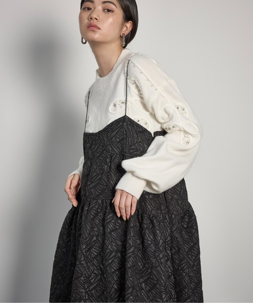 THE YOn（ザヨン）の「コルセットデザインジャガードフレアキャミワンピース（ワンピース・レディース・レオパード/ブラック・FREE）」の9枚目の写真