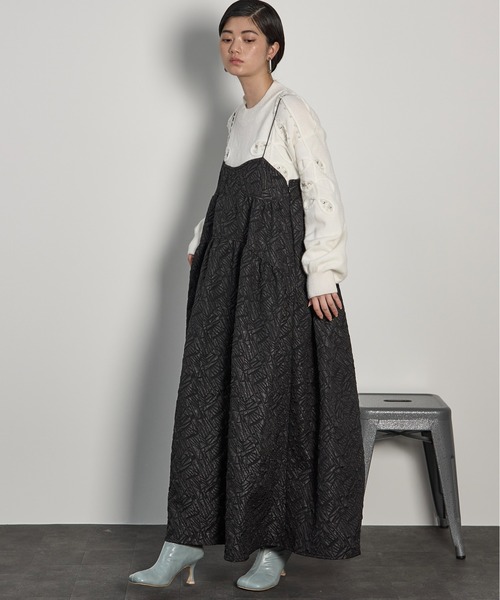 THE YOn（ザヨン）の「コルセットデザインジャガードフレアキャミワンピース（ワンピース・レディース・レオパード/ブラック・FREE）」の3枚目の写真