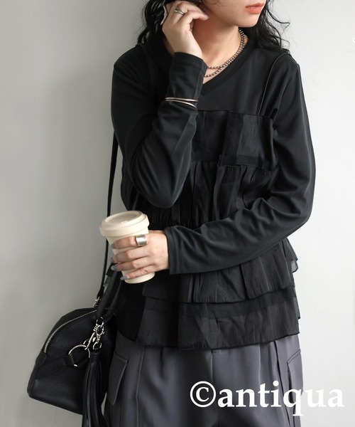 antiqua(アンティカ)の「ギャザービスチェ(ベスト・レディース・ホワイト/ブラック・ONESIZE)」の5枚目の写真