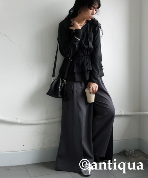 antiqua(アンティカ)の「ギャザービスチェ(ベスト・レディース・ホワイト/ブラック・ONESIZE)」の6枚目の写真